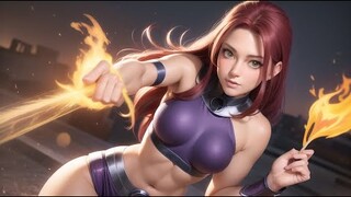 AI GIRL BEAUTY STARFIRE | AI LOOKBOOK | AI ART | COSPLAY | 뜨거운 불 소녀