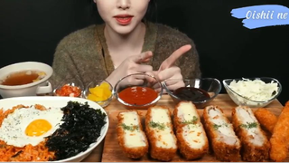 Tonkatsu phô mai + cơm chiên kim chi cay phần 1 #anngonmoingay