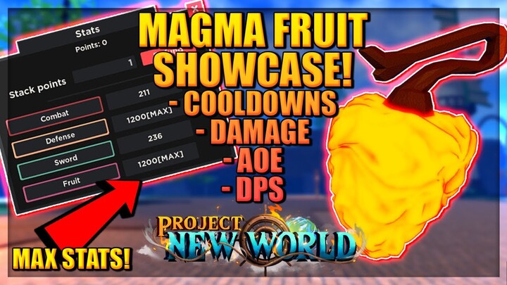 Magma Fruit Full Showcase with Max Stats in Project New World