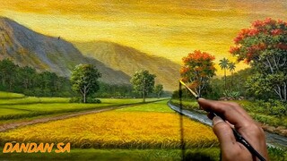 HOW TO DRAW LANDSCAPE BY DANDAN SA / CARA MENGGAMBAR - MELUKIS PEMANDANGAN ALAM SENJA, Tutorial 14