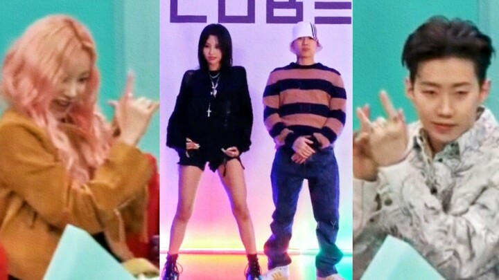 Yesterday Yuqi taught Park Jae-Bum, today Xiaojuan and Park Jae-Bum challenged together