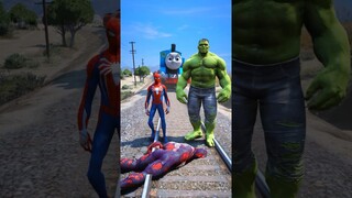 GTAV: SPIDERMAN SAVING HULK FROM VENOM AND THOMAS THE TRAIN #shorts