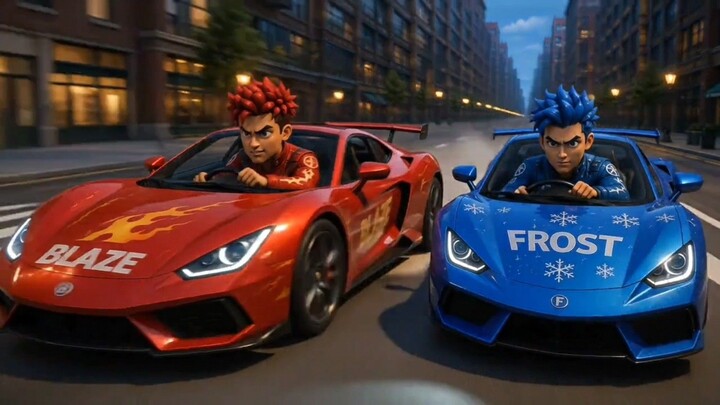 FROST's Epic Motorcycle Race Begins! 🏍️🔥 | BLAZE vs FROST | 3D Cartoon Racing