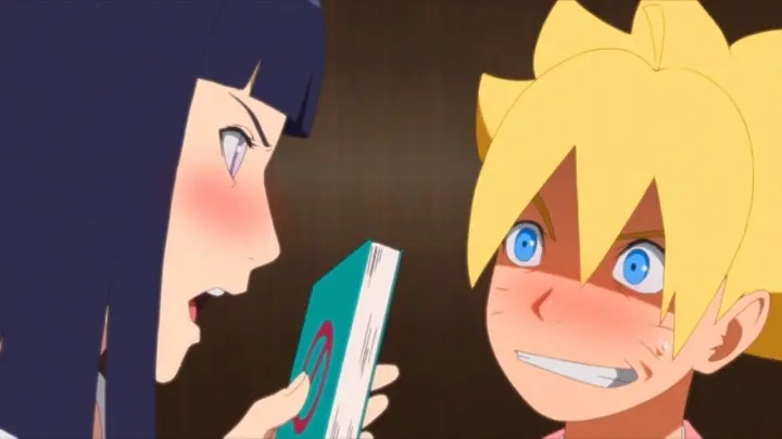 Hinata caught Boruto reading Jiraiya's book / Hinata blushes while reading Jiraiya's book