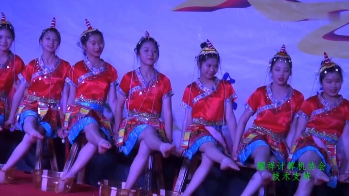 Middle School Girl Performs the Ethnic Dance “Joy of the Feet” Barefoot