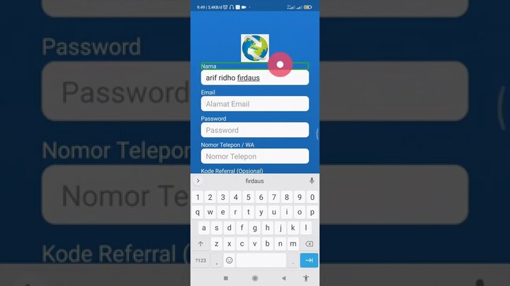 tutorial cara mendaftar akun di aplikasi intrans