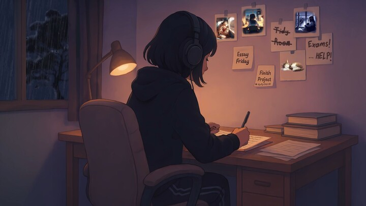 Rainy nights of studying | Lofi for relaxing and concentrating | Anime