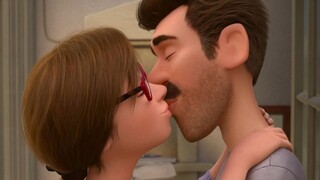 The inner reaction of a couple when they kiss, the wife wants to slap him