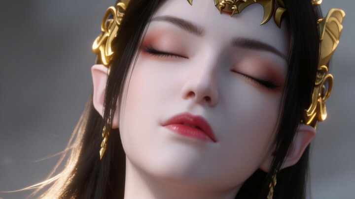 Queen Medusa’s Three-Year Pact: No-Cloth Version at the Chest, Fiery Red Lips, Human Form – High-Def