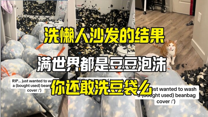 她居然洗了懒人沙发！真勤快人才能洗的沙发