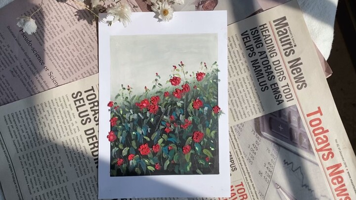 Oil painting tutorial of Multiflora rose