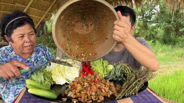 แจ่งหนังใส่พริก หอมหัวแดง มะเขือเทศหมกหอมๆ | อร่อยนัวร์