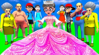 Scary Teacher 3D vs Squid Game Long Leg Choose Princess Dress Nice or Error 5 Times Challenge