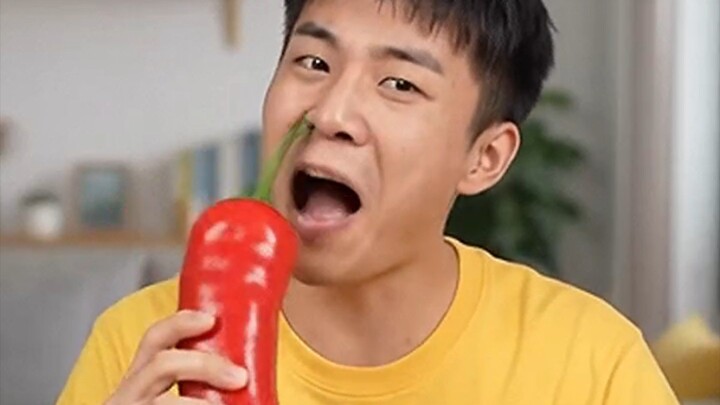 A Red Big chili 🌶️ challenge 😲😁 #funny #chili #comedy #viral