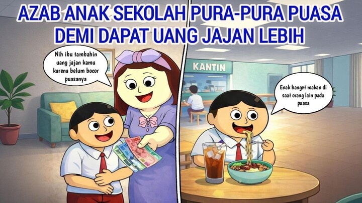 AZAB ANAK SEKOLAH PURA-PURA PUASA DEMI DAPAT UANG JAJAN LEBIH  ANIMASI AZAB