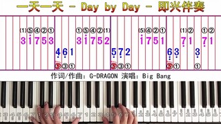 《一天一天 - Day by Day》横屏带指法双手简谱五线谱钢琴教学电子琴弹唱教学1