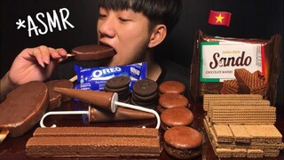 Zin ASMR | ASMR BỮA TIỆC CHOCOLATE 🍫OREO ICE CREAM, CAKE, PIE, SANDO