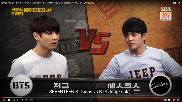 Trận đấu vật giữa Jin của BTS và Seungcheol của Seventeen tại Đại hội thể thao thần tượng