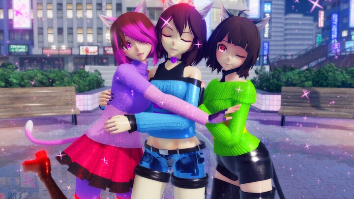 ❀Soft Cat Ears, Lucky Frisk & Chara Betty — Three Kitties Debut as a Squad ♥❀ Neko Frisk Chara Betty