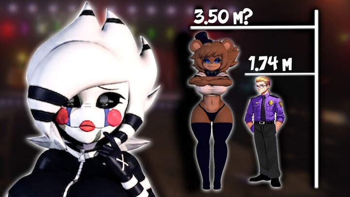 FapNAF Cuánto miden realmente las animatrónicas (Comparativa de Estaturas Oficia