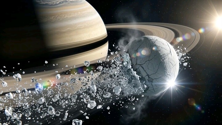 View of the Saturn and the moon tides