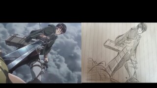 [Hội hoạ]Tranh vẽ Levi Ackerman chiến đấu với kẻ thù