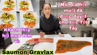 Làm cá hồi muối cho khách ăn tiệc Tết Tây/mua đem về vì ngon quá/Cuộc sống pháp/món ngon mỗi ngày