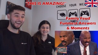 British Couple First Time Reaction to Family Feud Funniest Answers & Moments