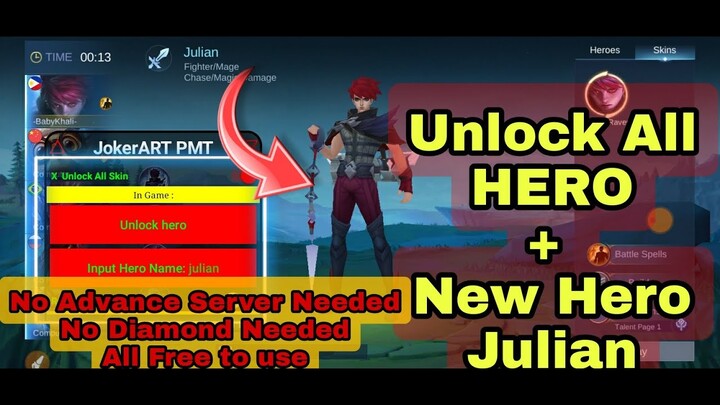 Unlock All Hero + New Hero Julian ML Latest Menu