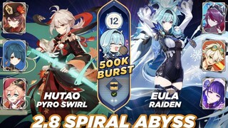 Genshin Impact 2.8 Spiral Abyss ชั้น 12 - Hutao Pyro Swirl ft Kazuha / Eula Raiden