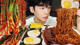 MUKBANG | 직접 만든 파 김치 레시피 & 짜파게티, 소고기, 계란 먹방 | KIMCHI RECIPE KOREAN HOME FOOD