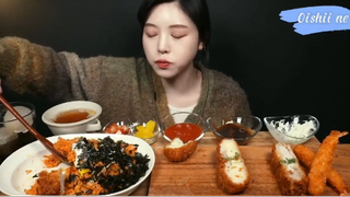 Tonkatsu phô mai + cơm chiên kim chi cay phần 4 #anngonmoingay