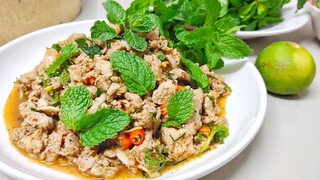 ก้อยหมูสะดุ้งไฟ ก้อยหมูแบบลูกทุ่ง สไตล์พื้นบ้าน สไตล์ | ครัวบ้านๆ Channel