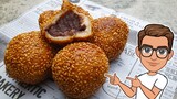 Chinese Crispy Sesame Balls (Jian Dui) | Resipi Kuih Bom | Kuih Bijan Inti Kacang Merah