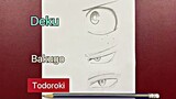 Easy anime eyes drawing | how to draw deku , Bakugo and todoroki’s eyes mha