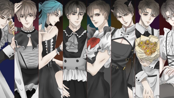 [188 Householder Group] Maid costume handwritten fan-made (188 Boys Group series by Shui Qiancheng)