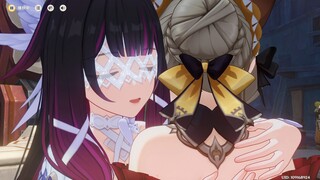 طوال المشهد، الطاقة عالية جدًا! كولومبيا أ تَصعد مباشرةً وتعانق ساندويني لتودّعها! الدمية التي ترتدي