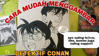 cara mudah menggambar anime detektif Conan part.3