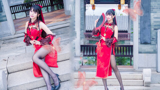 Dance cover lagu "Dreamless" by Feng Yi dengan cheongsam hitam.