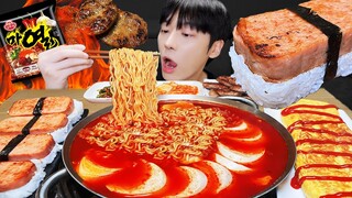 ASMR MUKBANG | 직접 만든 순두부 열라면 먹방 & 레시피 계란말이, 스팸, 김치 | FIRE NOODLES EATING