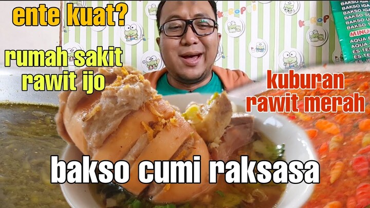 Bakso Cumi Raksasa Viral Wo'ah Mbak Audi - Tambun Utara. Mandi Kuah Cabe Rawit Merah + Ijo