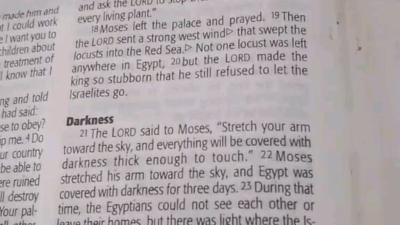 Daily Verse.                  Exodus 10:21-29