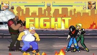 AN Mugen #367: Homer Simpson & Heavy Weapons Guy VS Android 17 & Android 18