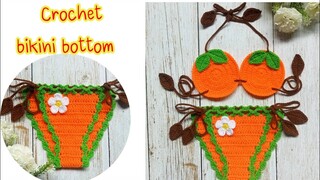 วิธีถักบิกินี่ส้มโครเชต์ (กางเกง) How to Crochet bikini bottom for a baby/ Tutorial