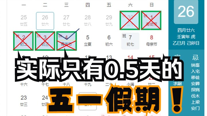 五一劳动节——真实假期其实仅有0.5天！与表面假期相比竟高达10倍的差距！