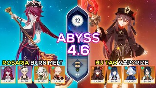C0 Hu Tao Vaporize & C6 Rosaria Burn Melt | Spiral Abyss 4.6 | Genshin Impact