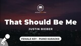 That Should Be Me - Justin Bieber (Female Key - Piano Karaoke)