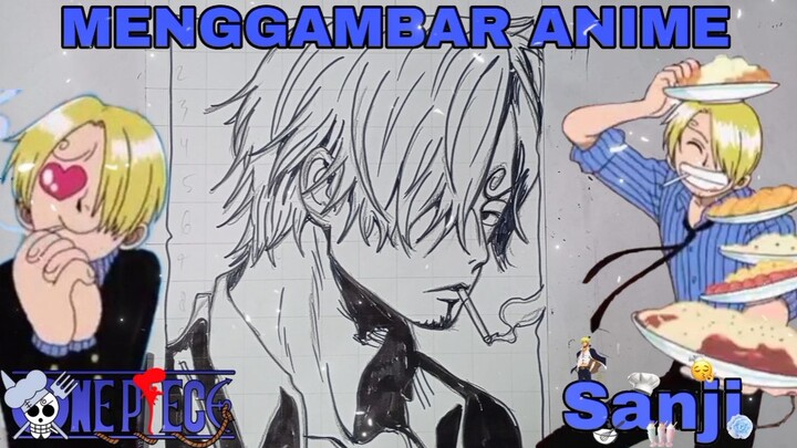 menggambar anime one piece, sanji