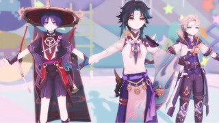 【原神MMD】再冷淡的男孩跳起舞也是甜的~ぴこぴこ東京【魈·阿贝多·散兵】