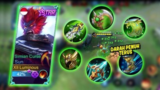 SUN BUILD FULL HIJAU DARAH PENUH TERUS, SAKIT DAN TEBEL BANGET - Mobile Legends